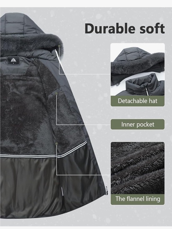 MOERDENG Winter Windproof Warm Coat Waterproof Hooded Puffer Jacket XXL - Picture 2 of 12